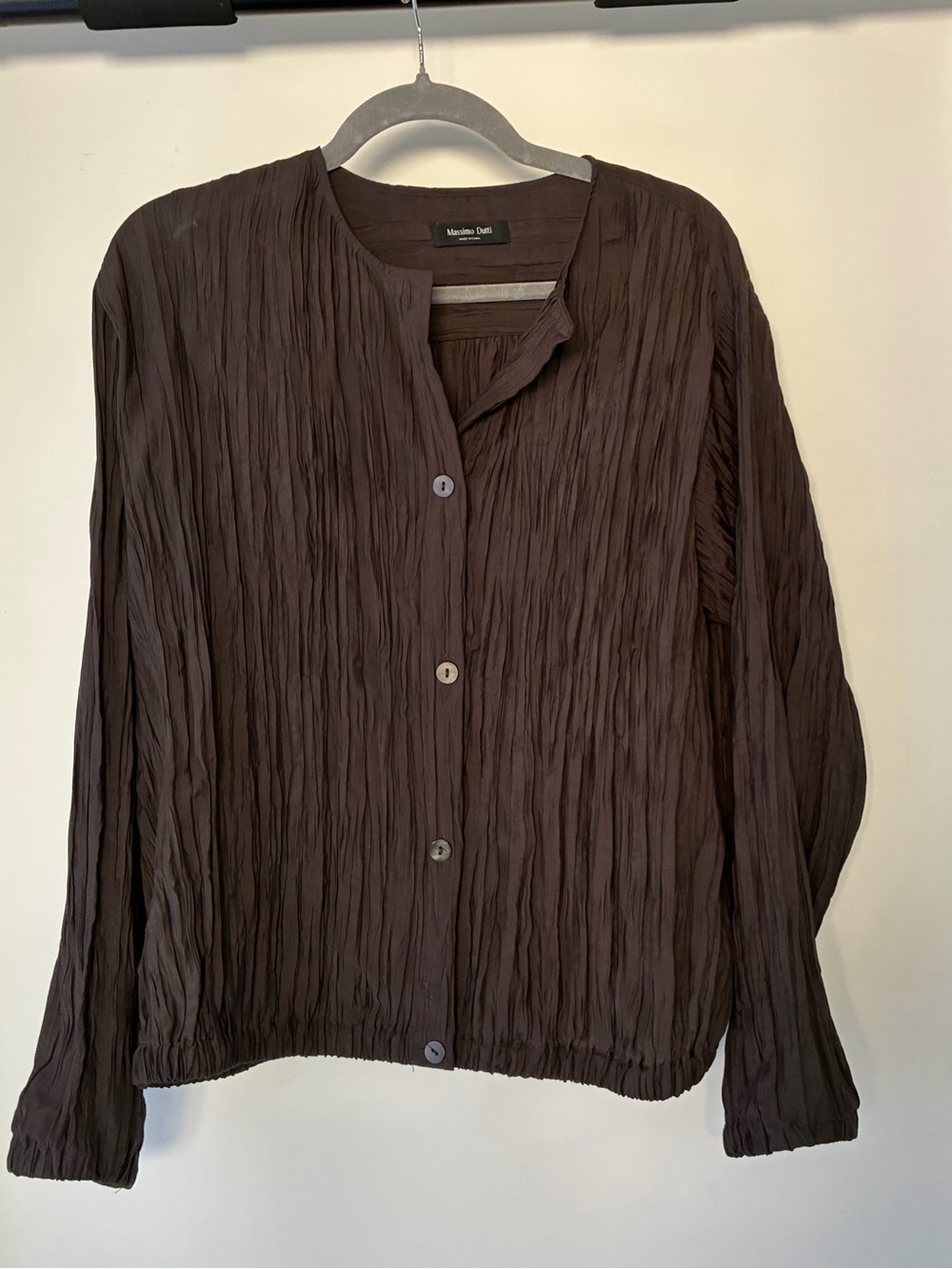 Massimo Dutti Brown Ceinkle Button Top Size small